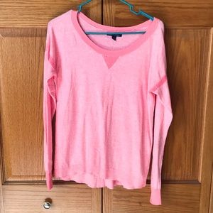 A&E coral size S womens sweater. Weave detail on front & middle. Lightweight.